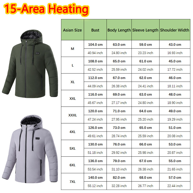 15 Area Heated Winter Hooded J - Outdoor Sport Coat 评论和价格