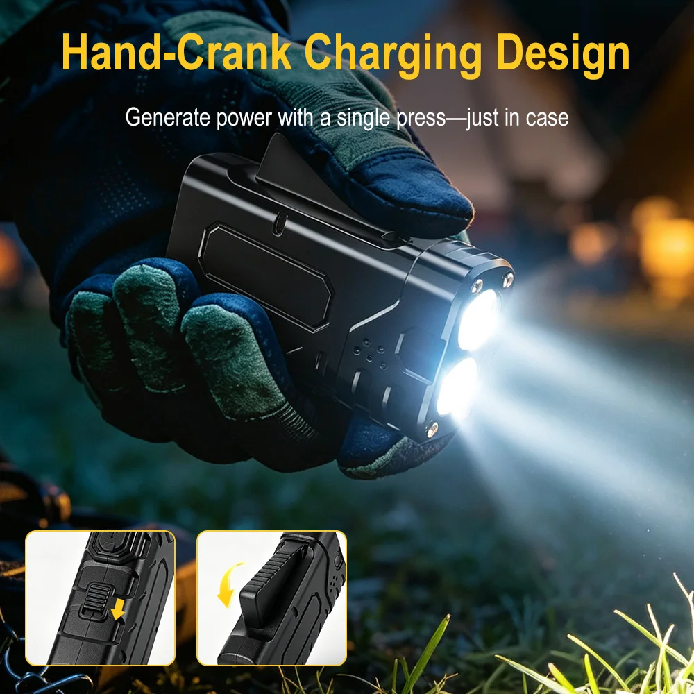 BORUIiT Hand Crank EDC LED Fla - Outdoor Sport Gear 评论和价格